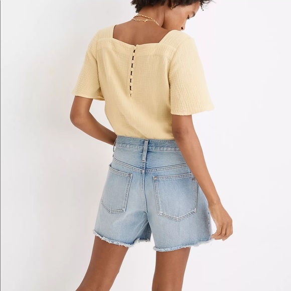 Madewell Relaxed Mid-Length Denim Shorts in Selton Wash: Ripped Edition - Picture 2 of 6